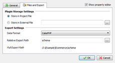 Configure CakePHP schema definitions export settings in Skipper
