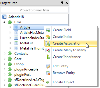 Context menu is available also in the Skipper project tree